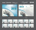 Desk Calendar 2018 template design, blue cover, Set of 12 Months Royalty Free Stock Photo