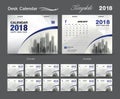 Desk Calendar 2018 template design, blue cover, Set of 12 Months Royalty Free Stock Photo