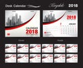 Desk Calendar 2018 template design, red cover, Set of 12 Months, corporate creative Royalty Free Stock Photo