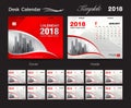 Desk Calendar 2018 template design, red cover, Set of 12 Months Royalty Free Stock Photo