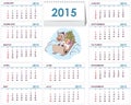 Desk calendar 2015 template Royalty Free Stock Photo