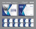 Desk Calendar 2018 template layout design, Blue cover Royalty Free Stock Photo