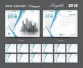 Desk Calendar 2018 template layout design, Blue cover, Set of 12 Months, flyer layout Royalty Free Stock Photo