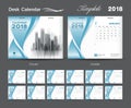 Desk Calendar 2018 template layout design, Blue cover Royalty Free Stock Photo