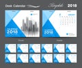 Desk Calendar 2018 template layout design, Blue cover Royalty Free Stock Photo