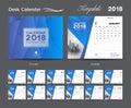 Desk Calendar 2018 template layout design, Blue cover, Set of 12 Months Royalty Free Stock Photo