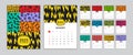 Desk calendar 2025 template set, Calendar design memphis style, wall calendar 2025 design, Poster, Memphis cover design, Set of 12