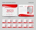 Desk calendar 2023 template set, Cover design red, background, wall calendar 2023 design, planner, calendar date, simple