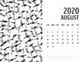 Desk Calendar 2020 template vector, AUGUST 2020 design, Planner vector diary in a memphis style