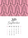 Desk Calendar 2020 template vector, September 2020 design, Planner vector diary in a memphis style, Week start on Sunday