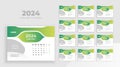 Desk Calendar Template 2024. Week start on Sunday