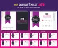 Desk Calendar 2016 Vector Design Template. Big set of 12 Months. Week Starts Sunday