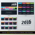 Desk Calendar 2016 Vector Design Template. Big set of 12 Months.