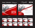 Desk Calendar for 2018 Year, Vector Design Print Template, Red Royalty Free Stock Photo