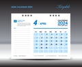 Desk calender 2024 design, April 2024 template, Calendar 2024 template, planner, simple, Wall calendar design, week starts on