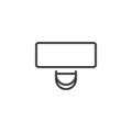 Desk and chair top view outline icon