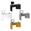 A desk with a computer and books. Furniture and interior single icon in cartoon,black style Isometric vector symbol Royalty Free Stock Photo