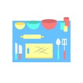 Desk elements of chef vector color illustration