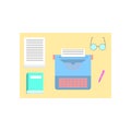 Desk elements of writer vector color illustration