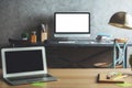 Desk with empty computer screen Royalty Free Stock Photo