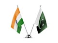 Desk flags, India and Pakistan, isolated on white background. 3d image