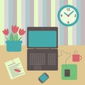 Desk flat design Royalty Free Stock Photo