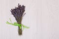 Desk with flowers Lavender on background top view mock up Royalty Free Stock Photo