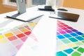 Desk with graphic design tools Royalty Free Stock Photo