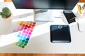 Desk with graphic design tools Royalty Free Stock Photo