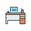 Color illustration icon for Desk, table and counter