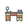 Color illustration icon for Desk, counter and desktop