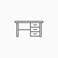 desk icon, office desk vector, furniture, office equipment