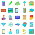 Desk icons set, cartoon style Royalty Free Stock Photo