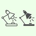 Desk lamp line and solid icon. Table lamp for reading and studying outline style pictogram on white background. School
