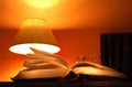 Desk Lamp And Old Books Royalty Free Stock Photo