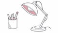 Desk Lamp with Pen Holder Workspace Organization, vector design Generative AI Royalty Free Stock Photo