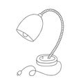 Desk lamp simple black and white doodle outline vector illustration Royalty Free Stock Photo