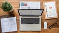 Desk notebook office computer workplace laptop business working report table technology