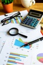 Desk office business financial accounting calculate, Graph analysis Royalty Free Stock Photo