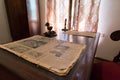 Desk with old newspapper