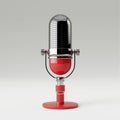 Desk Red Retro Microphone. 3d Rendering Royalty Free Stock Photo