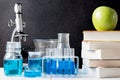 Desk with scientific school equipments