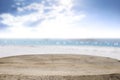 Desk space on beach side and sunny day Royalty Free Stock Photo