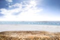 Desk space on beach side and sunny day Royalty Free Stock Photo