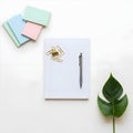 Desk Supplies with Notebook and Pen, Organized for Work Royalty Free Stock Photo