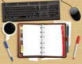 Desk top and leather desk diary