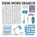Desk word search game for kids. Vector illustration for learning Royalty Free Stock Photo