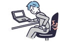 Desk work low back pain male simple illustration