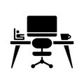 Desk Workspace Setup Solid Icon for Home Office Royalty Free Stock Photo