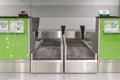 Desks in airport hall. The deserted airport. An empty terminal. The strike of pilots Royalty Free Stock Photo